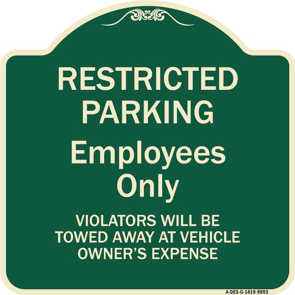 Designer Series-Restricted Parking Employees Violators Will Be Towed V, 18" x 18", G-1818-9893